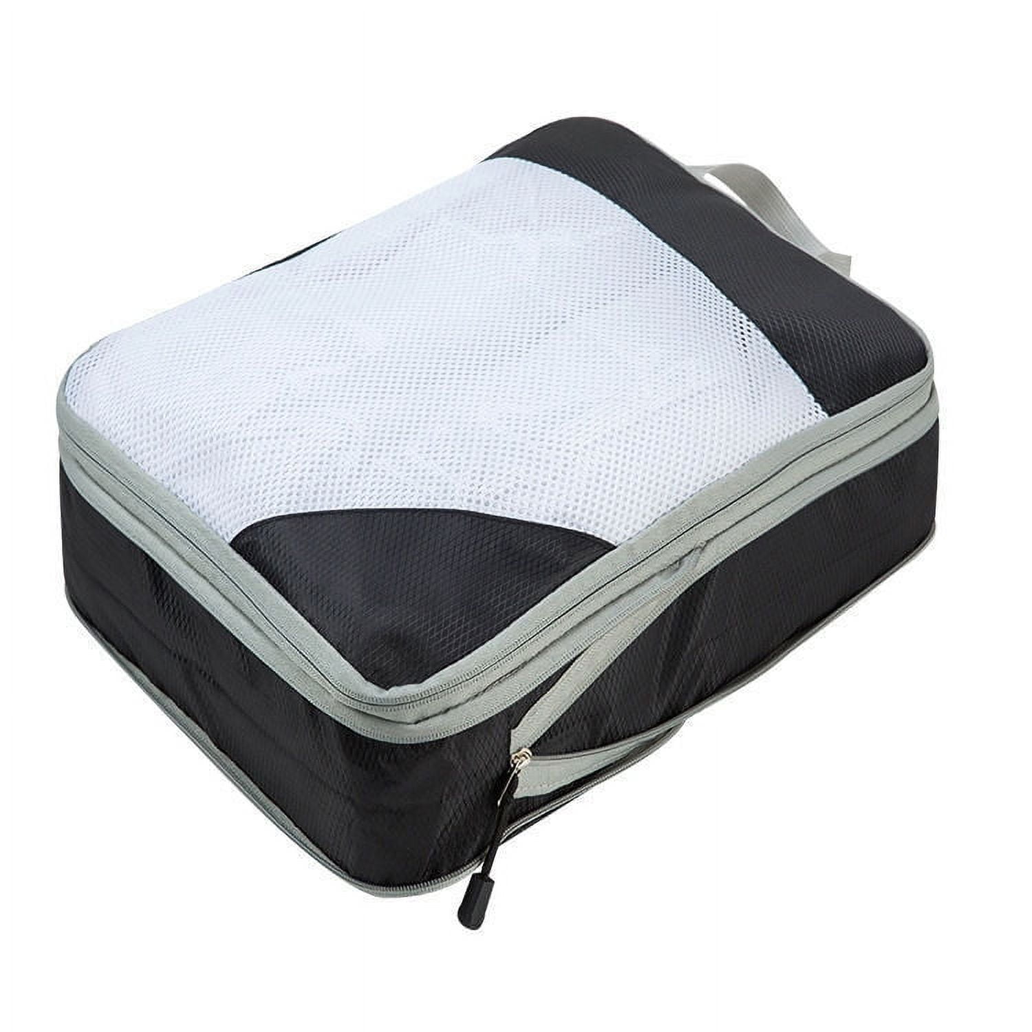 Namzi 4 Piece Compression Packing Cube Set, Travel Storage Bag Portable Luggage Storage Box Set Expandable Packing Mesh Bag for Clothing Underwear Shoes (Green)