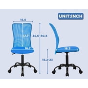 BestOffice Ergonomic Armless Office Chair with Adjustable Height, Lumbar Support for Adults(Blue)