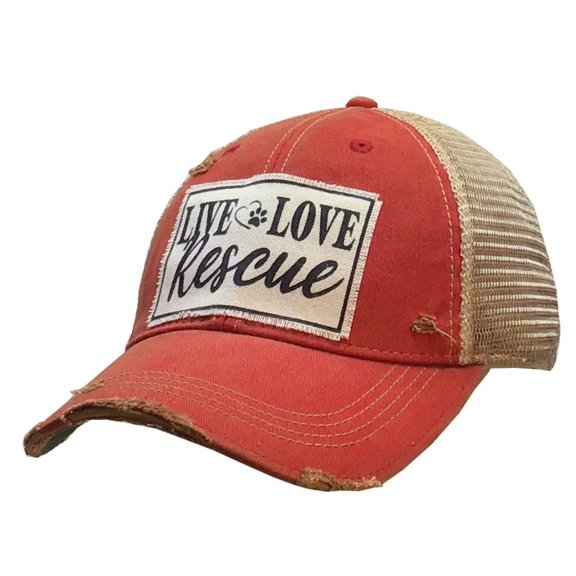 Live Love RESCUE Distressed Trucker Hat