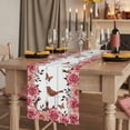 thumbnail image 2 of Table Runners 70 Inches Long Dress Scarves, Pink Roses Birds Farmhouse Coffee/Dining/Kitchen Table Decor, Holiday Table Runner, Spring Floral Butterflies Gray Wooden 13x70 Inch, 2 of 9