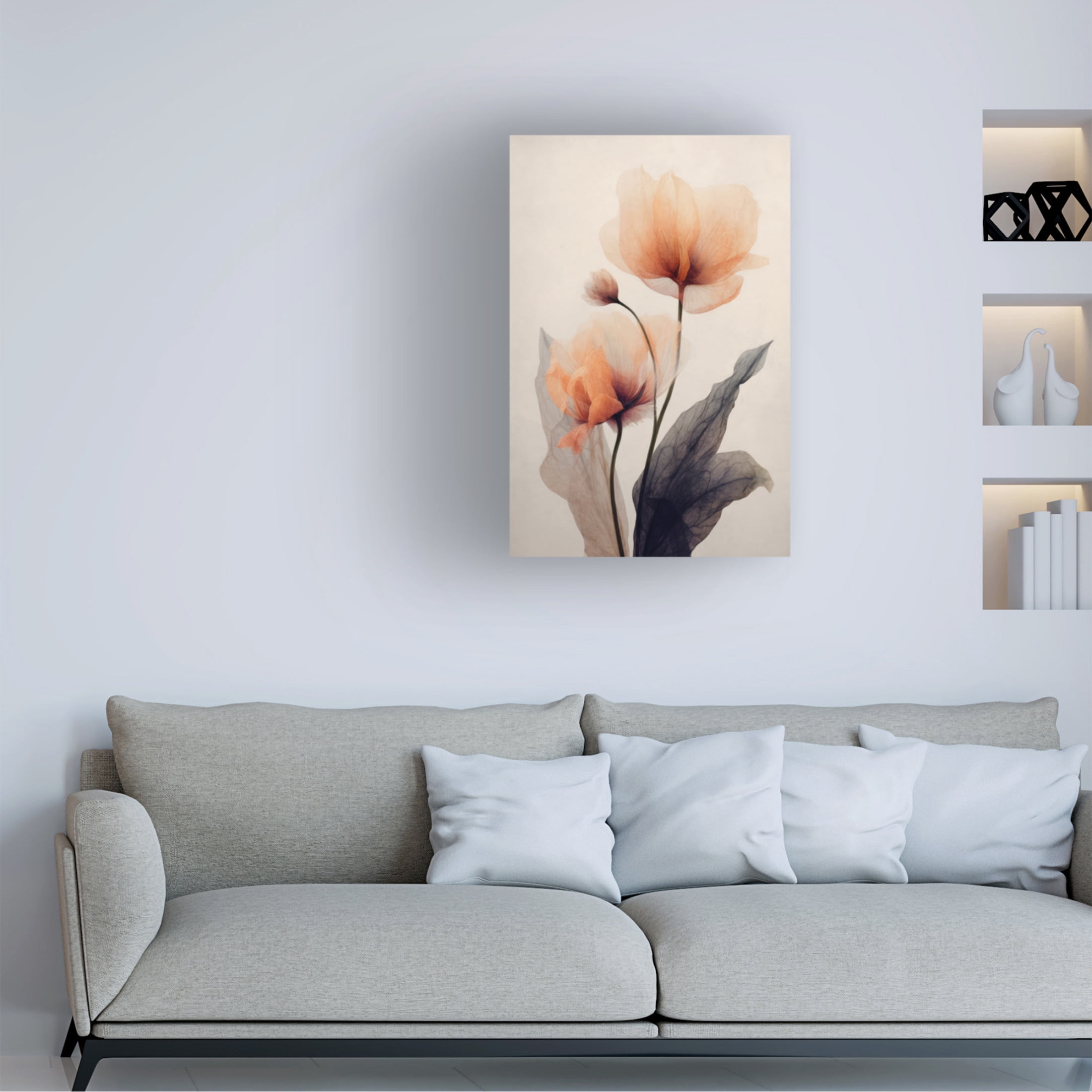 Canvas Wall Art - Treechild  'Parchmentflowersno6' Wall Art for Living Room, Bedroom, or Office Décor by Trademark Fine Art - 22 x 32 Inches