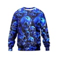 thumbnail image 2 of Broave Men's Halloween Skull Graphic Crewneck Sweatshirt, All Over Print Long Sleeve Casual Pullover Top, Gothic Skeleton Crew Neck Sweatshirt for Daily Wear & Halloween Party Outfit, 2 of 5