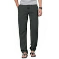 thumbnail image 2 of ZHENWEI Mens Cotton Linen Drawstring Pants Elastic Waist Casual Jogger Yoga Pants, 2 of 7
