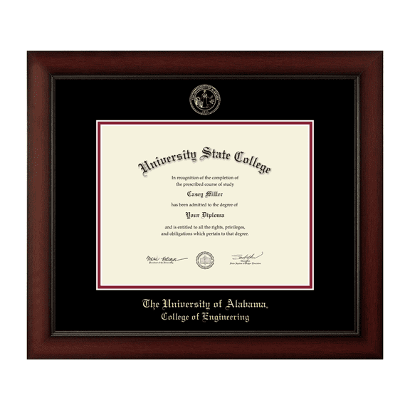 Framerly - UA Engineering Diploma Frame with Black and Crimson Mat
