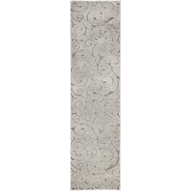Unique Loom Floral Shag Floral Vine Design Rug 2' 7 x 10' Runner Gray/Dark Gray