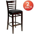 thumbnail image 2 of Flash Furniture 2 Pack HERCULES Series Ladder Back Walnut Wood Restaurant Barstool - Black Vinyl Seat, 2 of 7