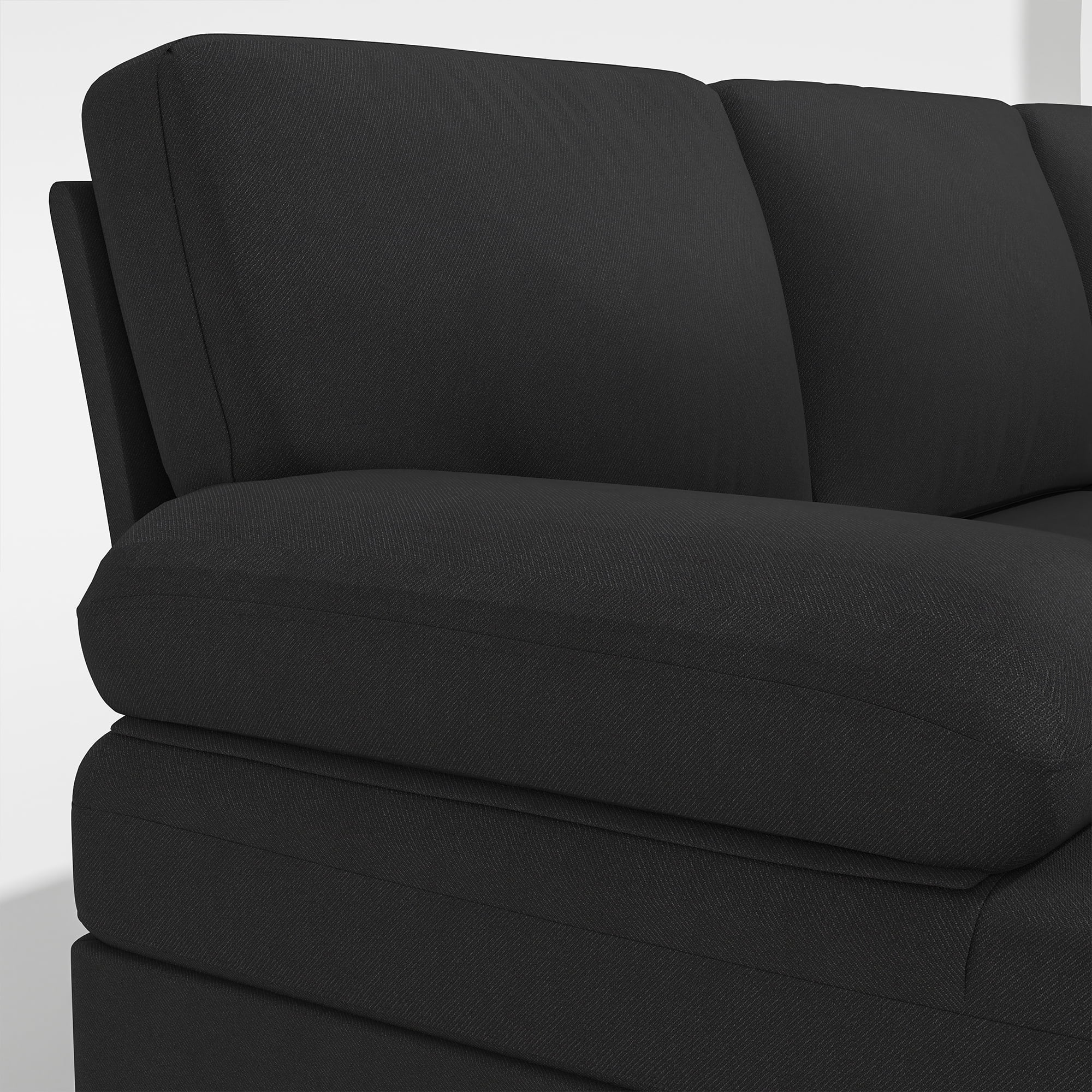 Kadyn U-Shaped Fabric with Two Imperial Concubine Iron Feet 4 Seats Indoor Modular Sofa, Sofa Couch for Living Room, Black