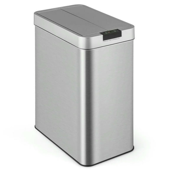 Spaco 13.2 Gal Slim Kitchen Trash Can, Can with Wing Lids and Stainless Steel Frame, Can for Outdoor, Silver