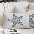 thumbnail image 2 of Grey Starfish Throw Pillow Cover 24 x 36 Inch Decorative Pillow Cover Vintage Gray Farmhouse Coastal Summer Lumbar Pillowcase Seasonal Rectangle Cushion Case for Couch Sofa Bed Living Room, 2 of 9