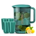 thumbnail image 2 of Water Pitcher 74.4oz, Large Capacity 4 Matching Cups, Transparent, Portable, Safe,AS Black, Green, Kettle 2200ml, Cups 400ml, for Daily Use or Parties, 2 of 6