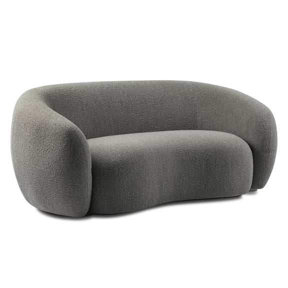 Simpli Home Sherri 69 inch Wide Contemporary Loveseat Sofa in Stone Grey Boucle Performance Fabric