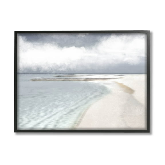 Stupell Industries Nautical Beach Waves Crashing Shoreline Graphic Art Black Framed Art Print Wall Art, Design by Marcus Prime