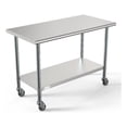 thumbnail image 1 of Pemberly Row Table de Travail Commerciale en Acier Inoxydable 18-Gauge 24"x48 Pouces avec Roulettes, 1 of 13