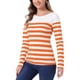 thumbnail image 4 of BLUSA CHIC PARA MUJER INSPIRE A RAYAS CON BLOQUE DE COLOR DE MANGA LARGA T-SHIRT CASUAL XS BLANCA NARANJA, 4 of 6