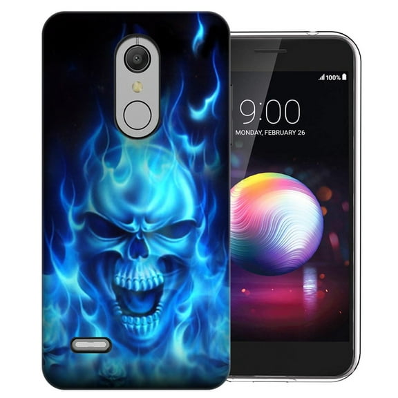 MUNDAZE LG Stylo 5 Flaming Skull Design Phone Case Cover