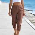 thumbnail image 5 of Capris for Women Plus Size New Women's High Waisted Cargo Capris with Pockets, Summer Straight Leg Cropped Trousers for Beach Work, 5 of 9