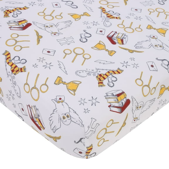 Warner Brothers Harry Potter Hogwarts Printed Icon Fitted Crib Sheet