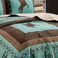 thumbnail image 2 of Sapphire Home Western Design Collection 3 Piece Turquoise Brown Quilt Bedspread Set, Queen, 2 of 6