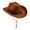 Brown, variant on Western Style Studded Leather Cowboy Hat Featuring Adjustable Strap And Curved Brim for Outdoor Events Festivals and Everyday Fashion Wear