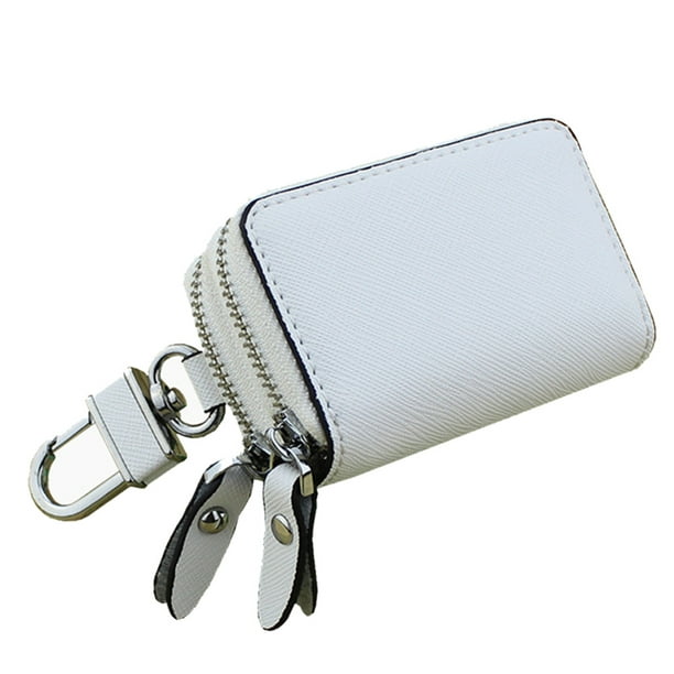 Leather car key chain coin box metal hook and key ring wallet