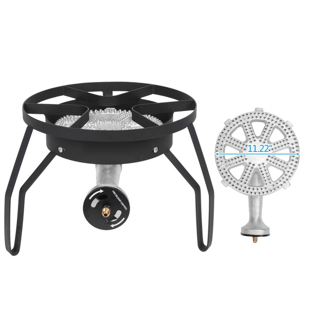 High-Pressure Gas Burner Stove - 200,000 BTU, Cast Iron, 20 PSI Regulator, Adjustable for Camping/Parties/Home Brewing