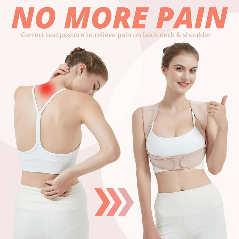 2 Pcs Posture Corrector For Men And Women - Adjustable Upper Back Brace For  Clavicle To Support Neck, Back and Shoulder ,Pink Nude S-M 
