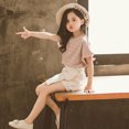 thumbnail image 7 of WOLLED 2PCS Kids Toddler Girls T-Shirt Outfit Teen Stripe Top Tees + Shorts Set Girls Short Sleeve Tees Outfit Summer Casual Versatile Tees Set for 4-14T, 7 of 7