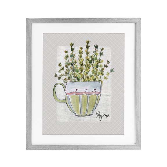 Stupell Industries Thyme Herb Mug Gray Framed Print Under Glass, design by Livi Finn