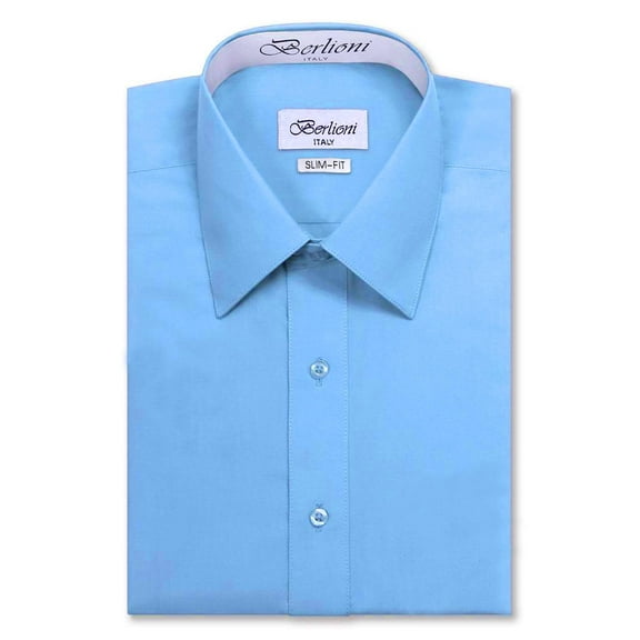 Berlioni Italy Men's Long Sleeve Premium Slim Fit Dress Shirt