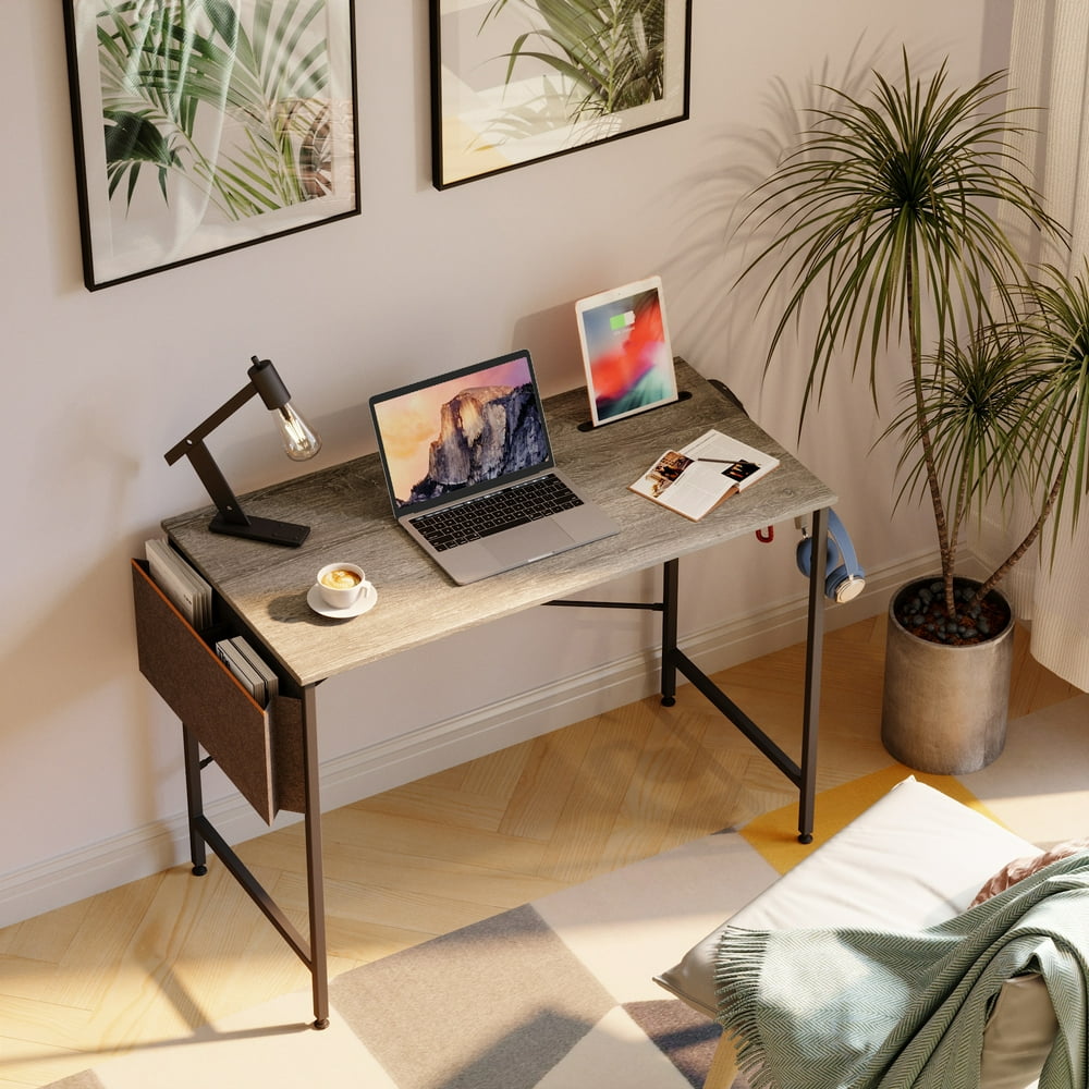 Bestier 39 inch Small Computer Desk Modern Simple with A Storage Bag