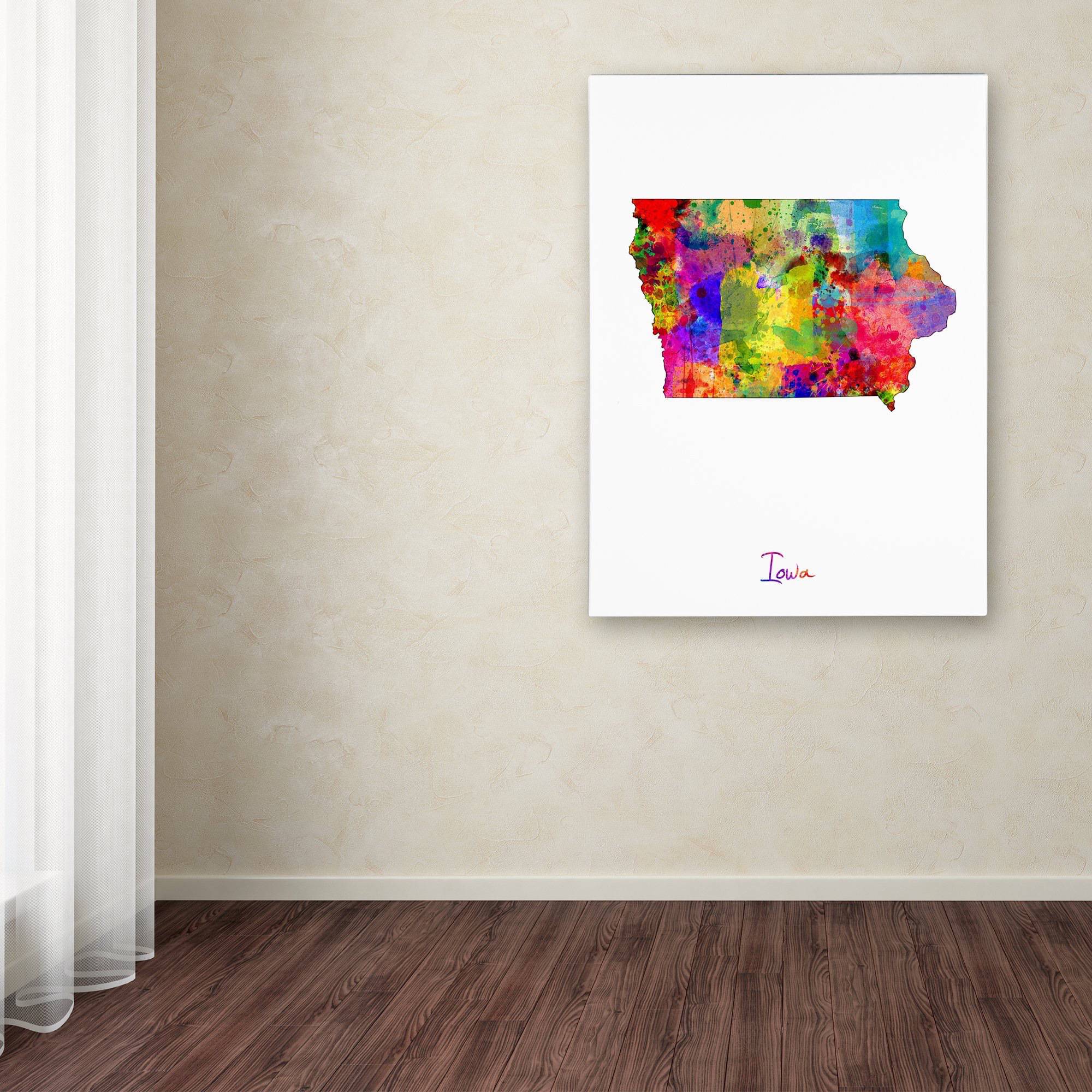 Trademark Fine Art "Iowa Map" Canvas Art by Michael Tompsett