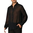 thumbnail image 4 of INSPIRE CHIC Sheer Shirts for Men's See Through Button Down Long Sleeve Party Shirt L Black, 4 of 5