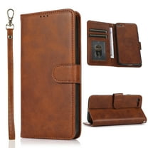 Dteck for iPhone SE (2022)/SE (2020)/8/7 Case with Card Holder PU Leather Magnetic Detachable Kickstand Shockproof Wrist Strap Removable Flip Cover for iPhone 7/8/SE2/SE3 4.7 inch,Brown