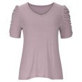 thumbnail image 6 of ECZHAW Womens Summer Tops,Women's Short Sleeve Cotton T-Shirts V Neck Ribbed Slim Fit Tops Ladies' Casual Summer Basic Tee,, 6 of 9
