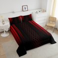 thumbnail image 3 of Juego de edredón Ombre Queen Size, Juego de edredón nido de abeja rojo con 2 fundas de almohada,, 3 of 7