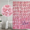 thumbnail image 5 of Happy Valentine's Day Shower Curtain, Waterproof Shower Curtains for Bathroom, Pink Ombre Love Heart Desserts Washable Fabric Bathtub Curtain Set Bath Decor with 12 Hooks Long 72"x84", 5 of 8