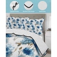 thumbnail image 3 of Quilt King Size Bedding Set, Blue Floral Reversible Summer Quilt 3 Pieces, Vintage Cornflower Leaves Rustic Plants Lightweight Bedspreads Coverlets with 2 Pillow Shams for All Seasons, 3 of 5