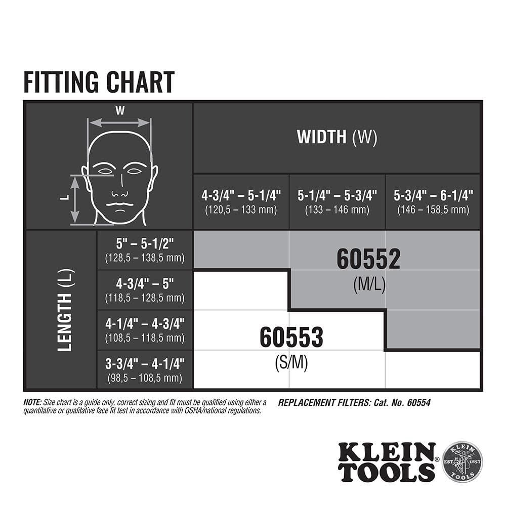 Klein Tools 60552 P100 Half-Mask Respirator with Replaceable Filters Dust, M/L