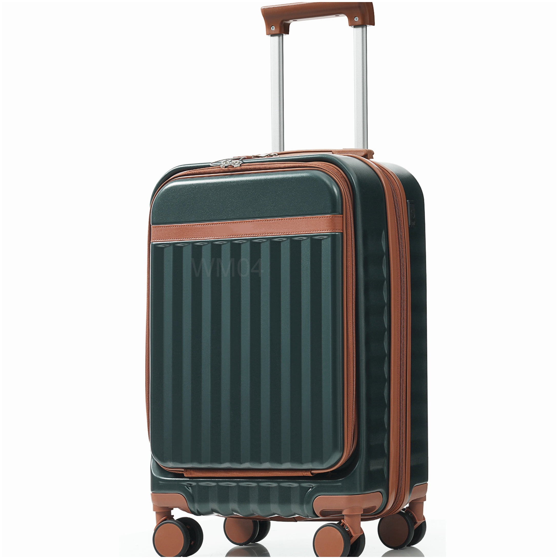MANGIJOY Airline Approved Carry-On Luggage with USB Port - 3 Piece Hardshell Spinner Set in Dark Green, Front Opening, ABS Material, TSA Lock