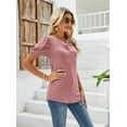 thumbnail image 4 of ZHENWEI Women's Puff Short Sleeve Tops Casual Crewneck Tee Shirts Classic Ribbed Blouses, 4 of 7
