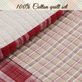 thumbnail image 3 of Cozy Line Home Fashions Cozy Line Alivia Red Plaid Real Patchwork Cotton Reversible Quilt Bedding Set King, 3 of 6