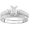 0.16 Carat T.W. Square-Shaped Diamond Princess Bridal Set in Argentium Silver