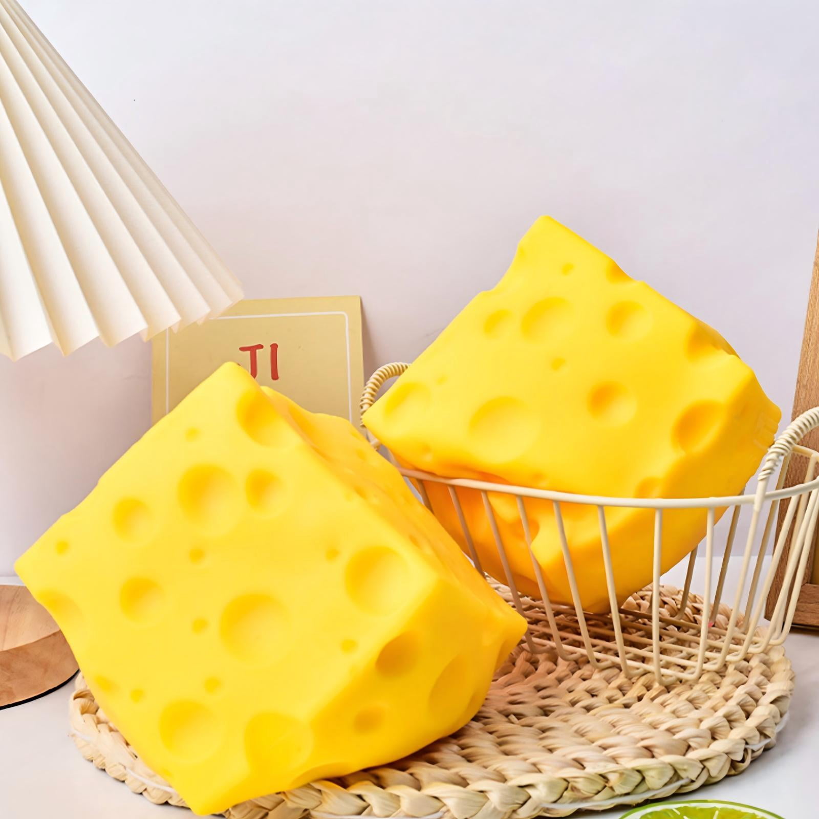 Big Cheese Squishy , Jumbo Squishy Cheese Block Stress Relief Fidget Toy,Large Size Squeeze Toys for Holiday & Birthday Gifts (3 Inch)
