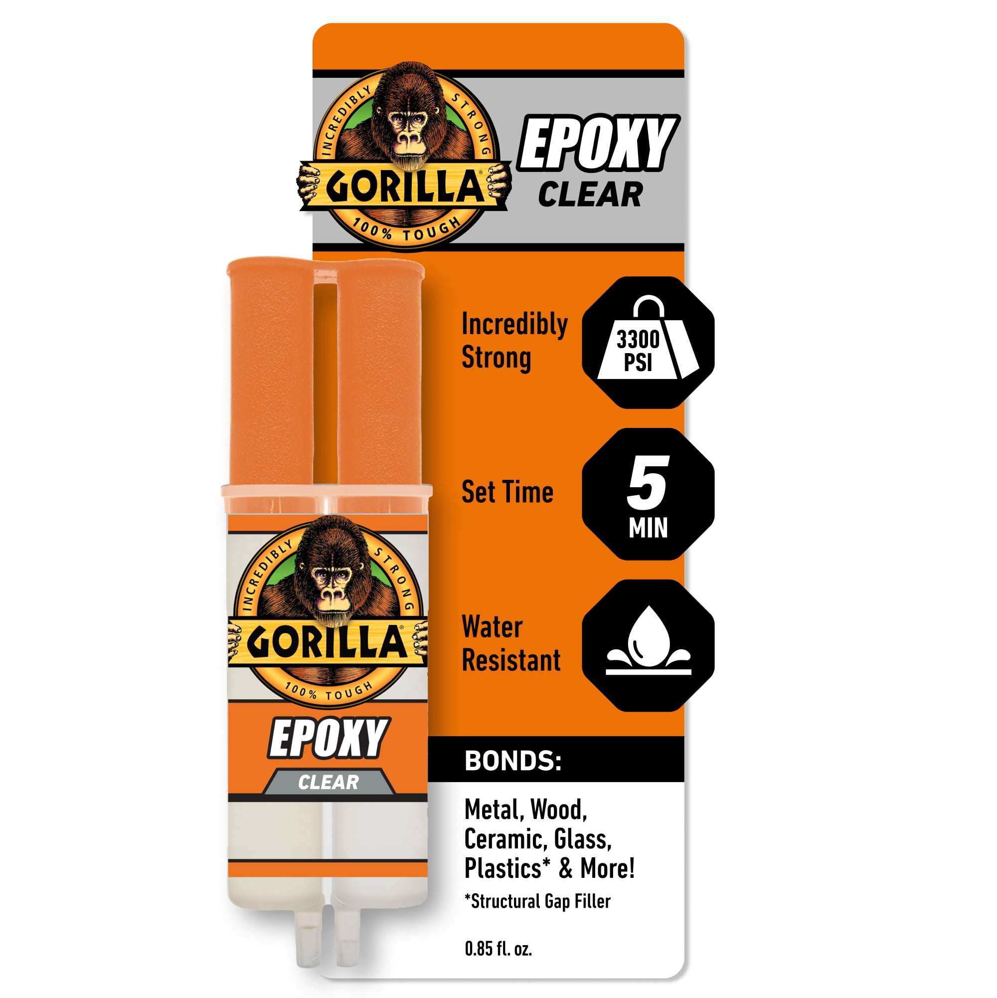 6 pack) Gorilla Glue Epoxy Resin and Hardener Clear 0.85 oz