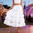 thumbnail image 2 of QHFBli Womens Long Maxi Tulle Skirts A Line Ruffle High Waisted Tiered Layered Mesh Tutu Skirt Petticoat, 2 of 4