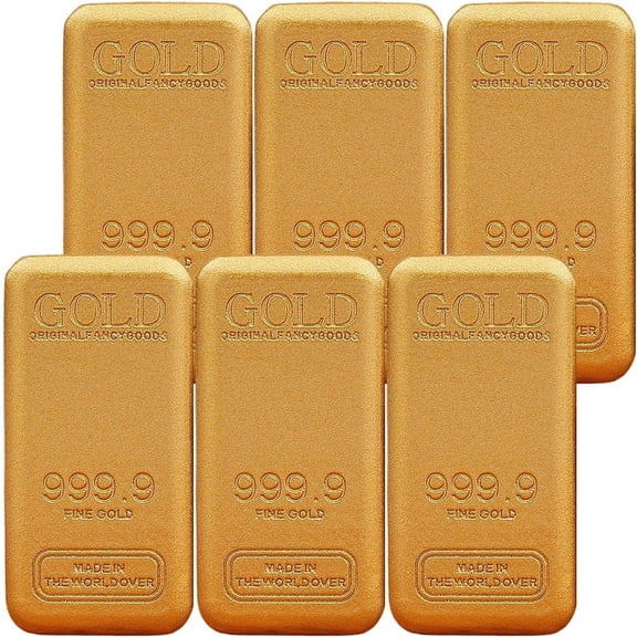 Yvsxxv 6pcs Realistic Gold Bar Decorative Fake Gold Ingot Prop for Living Room Bedroom Office Desk Display Feng Shui Decor