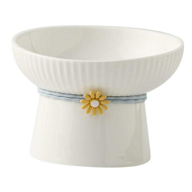 Ceramic Cat Bowl Elevated Cat Dish Durable Neck Protector Water Bowl Pet Supplies Water Food Feeder Large Capacity High Foot Pet Feeder Solid Color