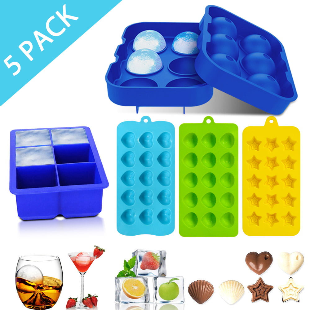 Easy-Release 2 Ice Ball and 1 Ice Cube Maker Molds OMorc Ice Cube Trays 3 Pack 