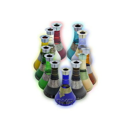 MYA SARAY CONO PYRAMID GLASS HOOKAH VASE: SUPPLIES FOR HOOKAHS. Screw on Cone Shape Bohemian Base accessory parts for narguile pipes. These Shisha Pipe accessories come in various colors (Pink