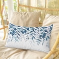 thumbnail image 4 of Blue Leaves Pillow Covers, Linen Long Throw Pillow Case, Summer Botanical Holiday Pillow Protector Decorative Cushion Cover for Living Room/Bedroom 20" x 26", 4 of 8